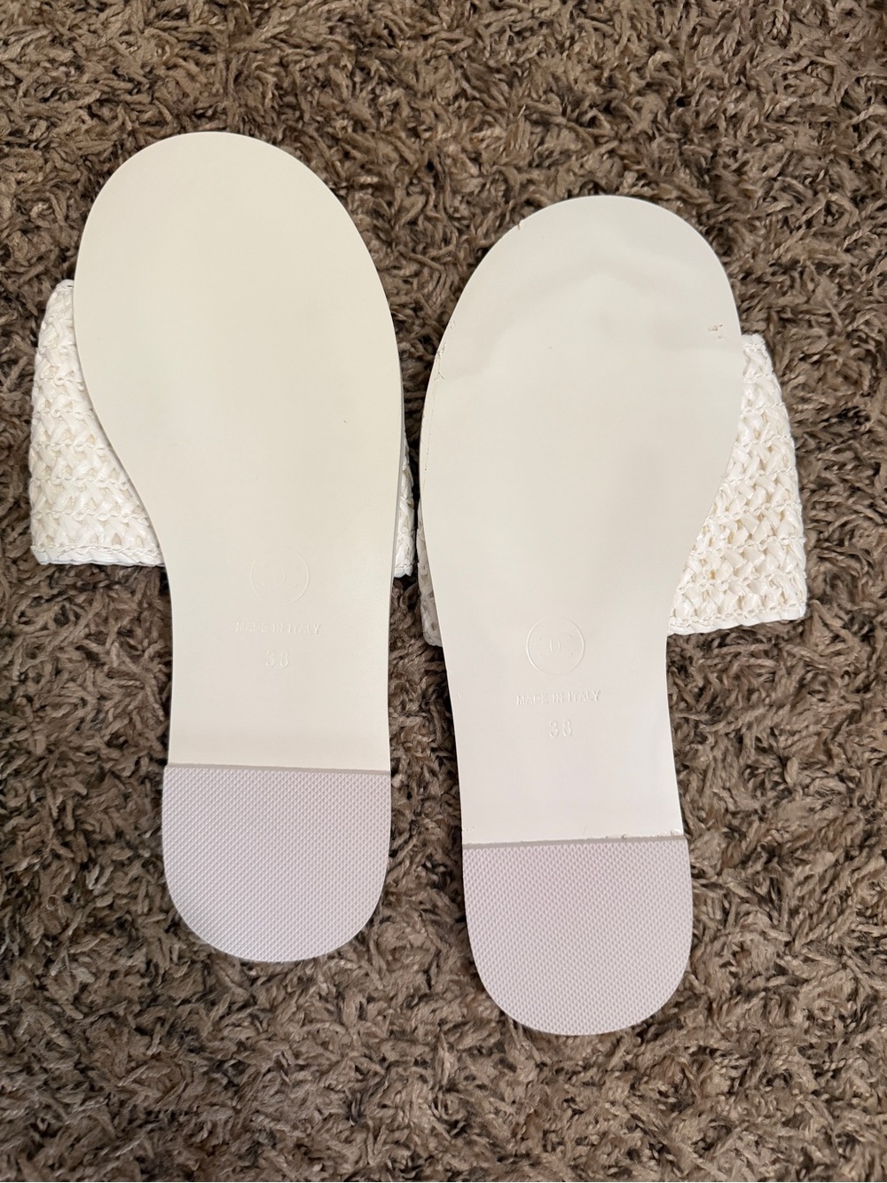 CHANEL White Crystal CC Logo Woven Slide Mules - Picture 3 of 5